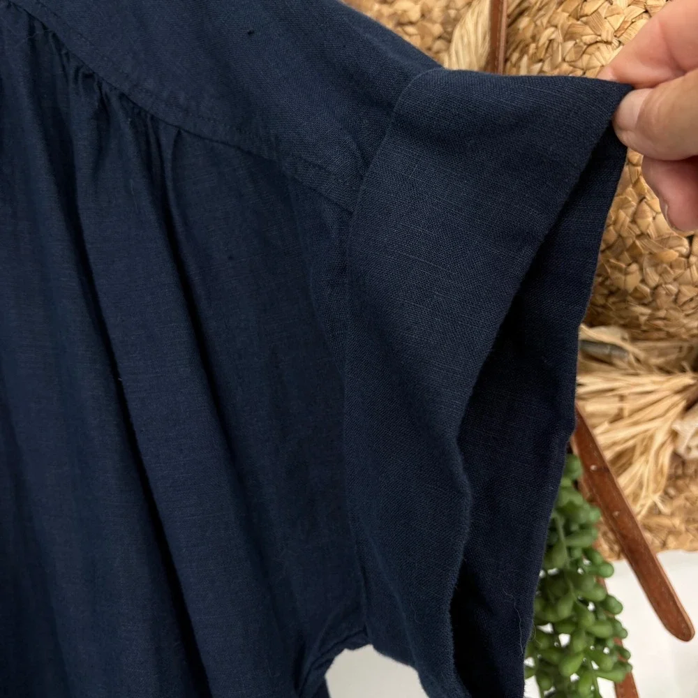 J. Crew Relaxed-Fit Short-Sleeve Baird McNutt Irish Linen Shirtdress Navy L